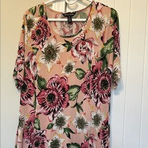Nina Leonard Floral Maxi Dress - Pink and Green